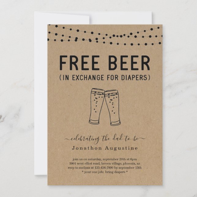 Free Beer Funny Diaper Party Invitation Zazzle