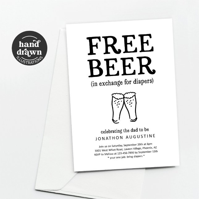 Free Beer Funny Diaper Party Invitation (Creator Uploaded)