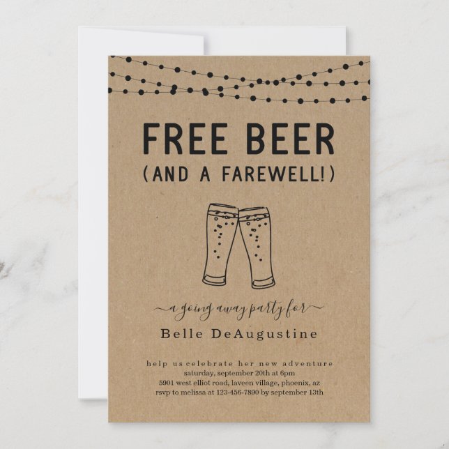Free Beer Funny Going Away Party Invitation (Front)