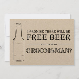 Free Beer Funny Groomsman Proposal