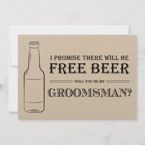 Free Beer Funny Groomsman Proposal