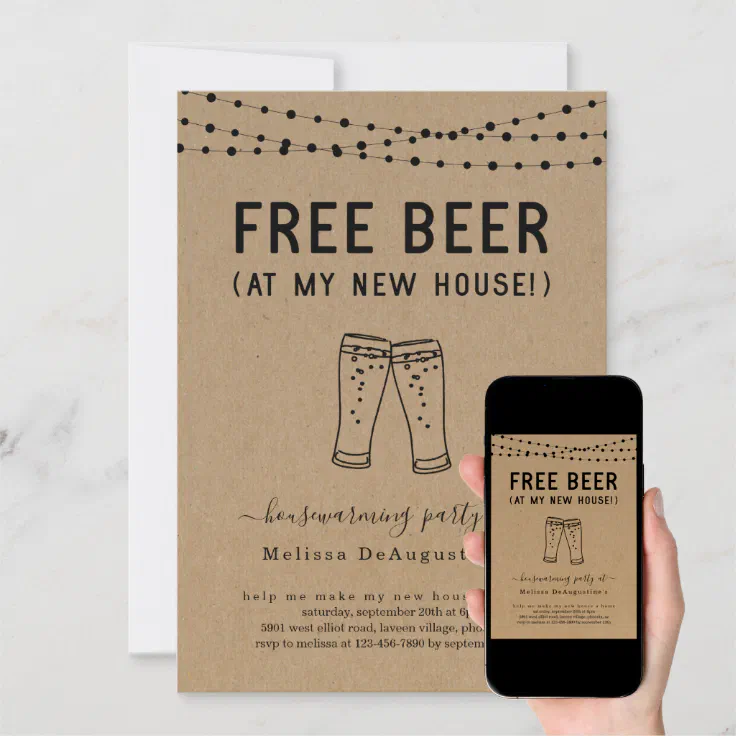Free Beer Funny Housewarming Party Invitation | Zazzle Free Beer Funny Housewarming Party Invitation | Zazzle