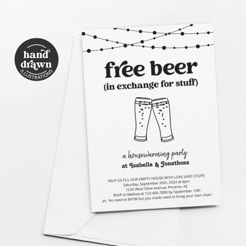 Free Beer Funny Housewarming Party Invitation