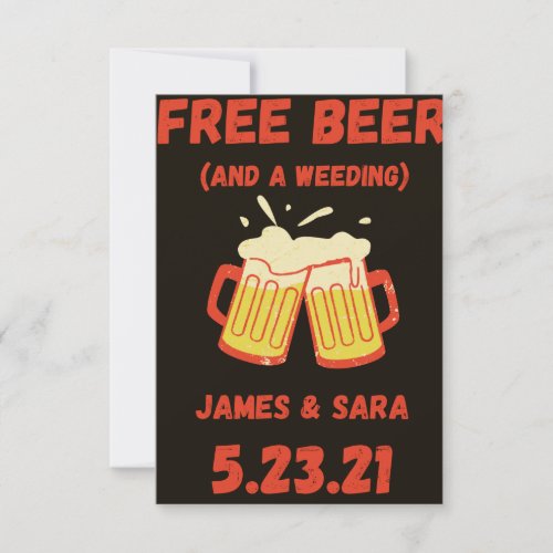  Free Beer Funny Save the Date Card