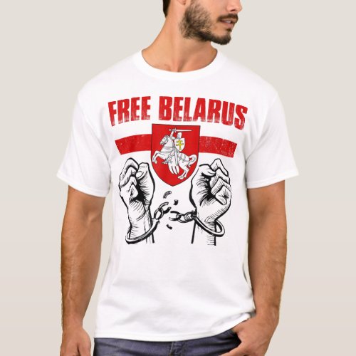 FREE BELARUS Pogonya Belarus Flag White Red Whi T_Shirt