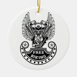 Free biking ceramic ornament