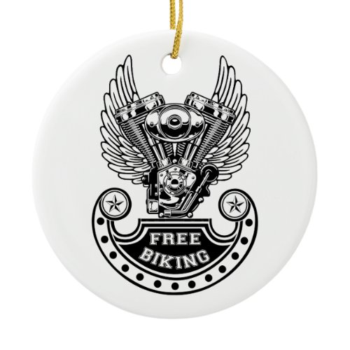 Free biking ceramic ornament