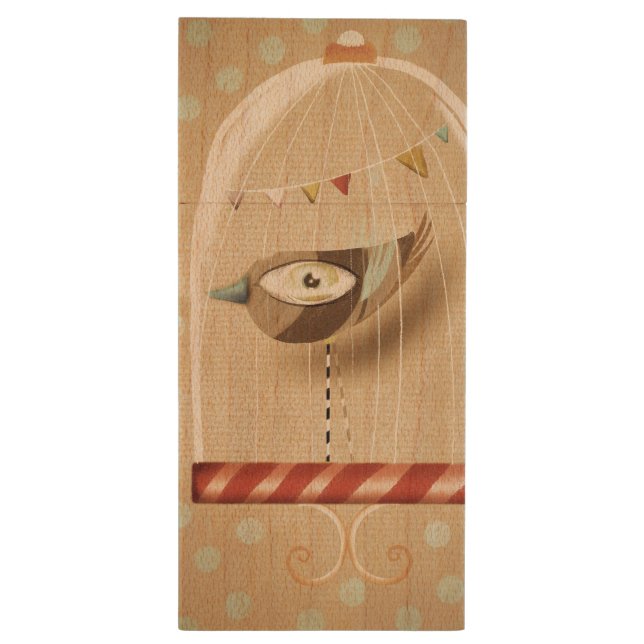 Free Bird Wood Flash Drive (Back (Vertical))