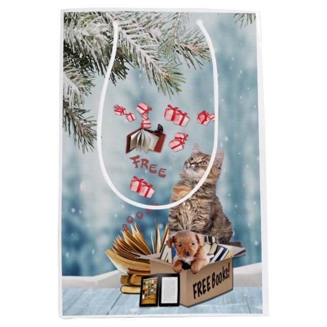 Free Books for Christmas Medium Gift Bag (Front)