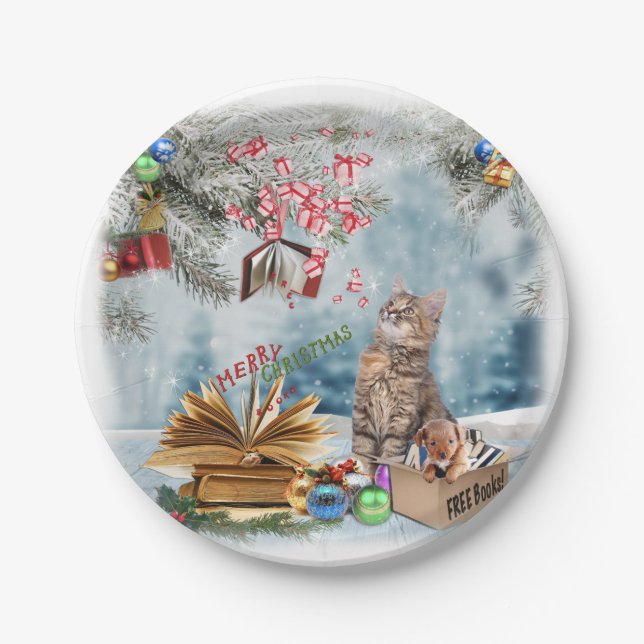 Free Books for Christmas Paper Plates (Front)