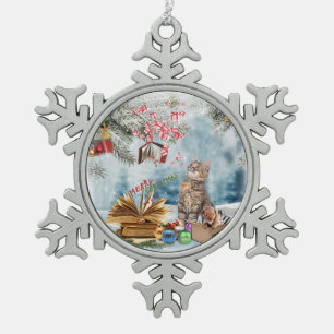 Free Books Snowflake Pewter Christmas Ornament