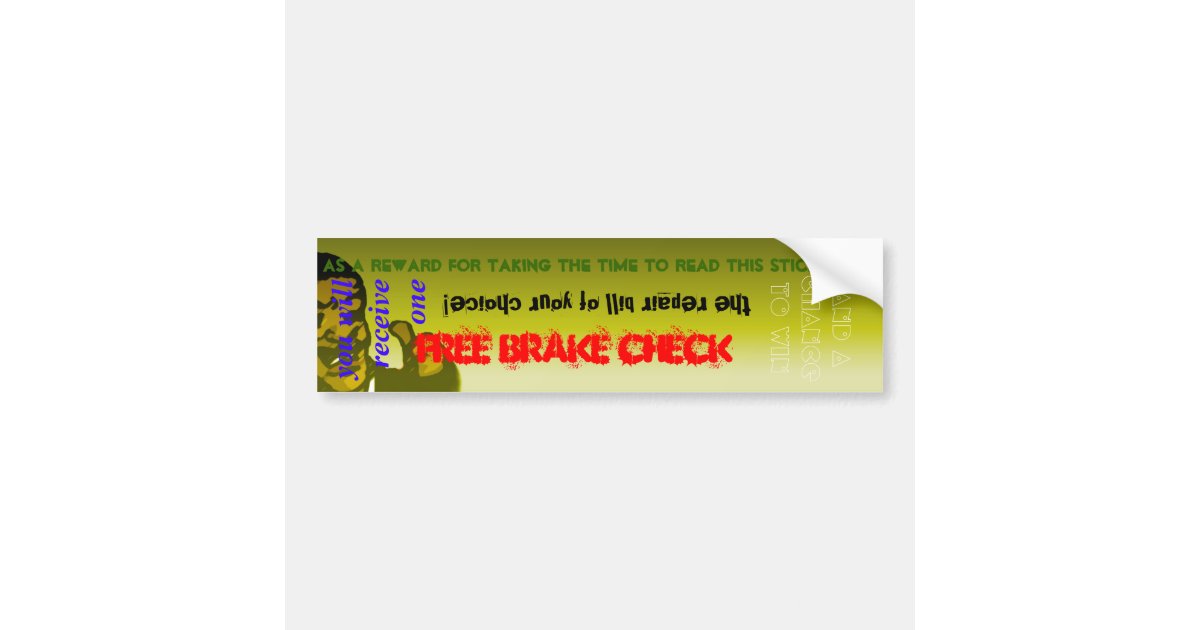 free-brake-check-bumper-sticker-zazzle