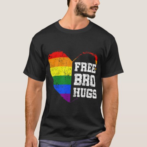 Free Bro Hugs Gay Lesbian Transgender LGBT Pride M T_Shirt