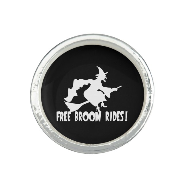 Free Broom Rides Funny Witch Ring (Front)