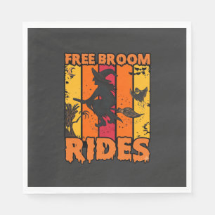 Free Broom Rides Halloween Flying Witch Ghost Bats Napkins