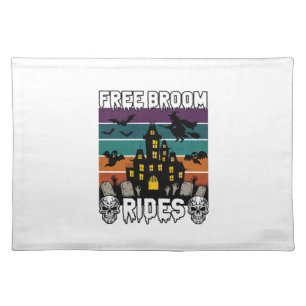 Free Broom Rides Halloween Haunted House Witch Sku Cloth Placemat