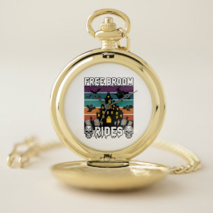 Free Broom Rides Halloween Haunted House Witch Sku Pocket Watch