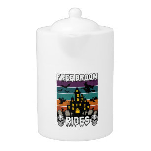Free Broom Rides Halloween Haunted House Witch Sku Teapot
