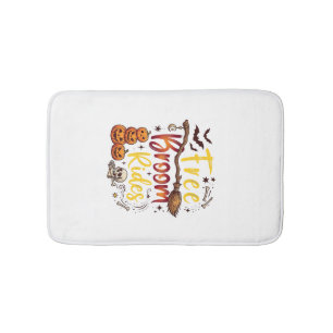Free Broom Rides Halloween Pumpkins Skull Bats Bon Bath Mat