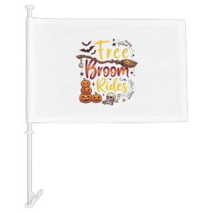 Free Broom Rides Halloween Pumpkins Skull Bats Bon Car Flag