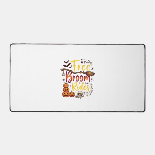 Free Broom Rides Halloween Pumpkins Skull Bats Bon Desk Mat