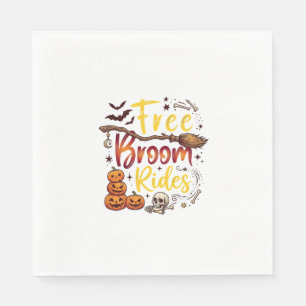 Free Broom Rides Halloween Pumpkins Skull Bats Bon Napkins