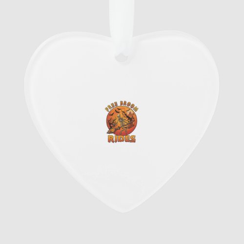 Free Broom Rides Halloween Skeleton Pumpkin Orange Ornament