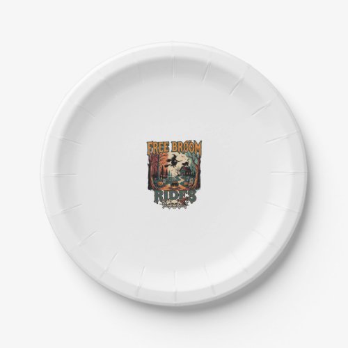 Free Broom Rides Halloween Witch Cat Skulls_1 Paper Plates