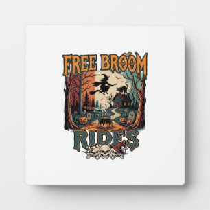 Free Broom Rides Halloween Witch Cat Skulls_1 Plaque