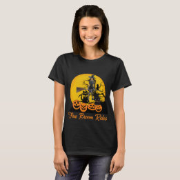 Free Broom Rides Halloween Witch Cats Pumpkins Fun T-Shirt