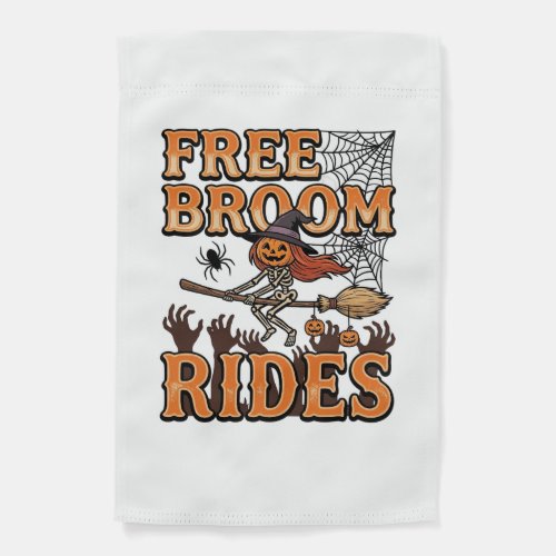 Free Broom Rides Halloween Witch Skeleton Design_1 Garden Flag