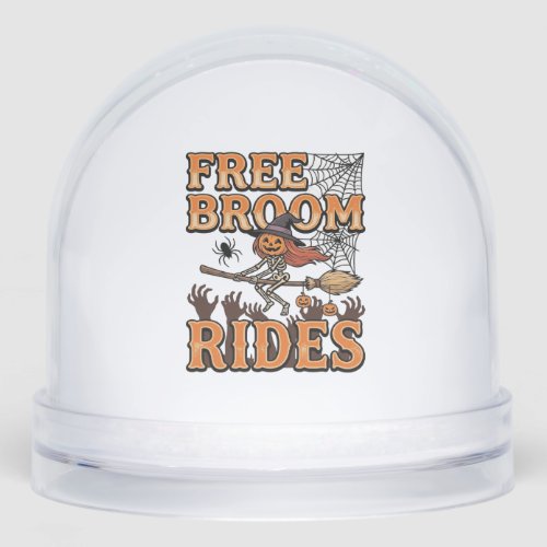 Free Broom Rides Halloween Witch Skeleton Design_1 Snow Globe