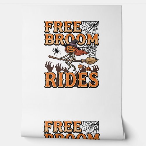 Free Broom Rides Halloween Witch Skeleton Design_1 Wallpaper