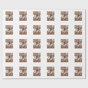 Free Broom Rides Halloween Witch Skeleton Design_1 Wrapping Paper