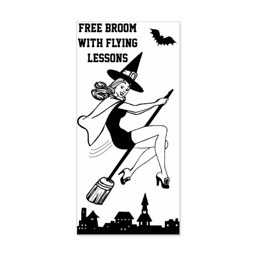 Free Broom with flying Lessons  Wood Art Stamp