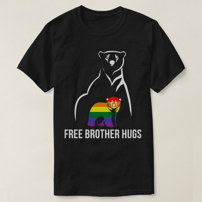 Free Brother Hugs Gay Pride LGBT Rainbow Men T-Shirt (Design Front)