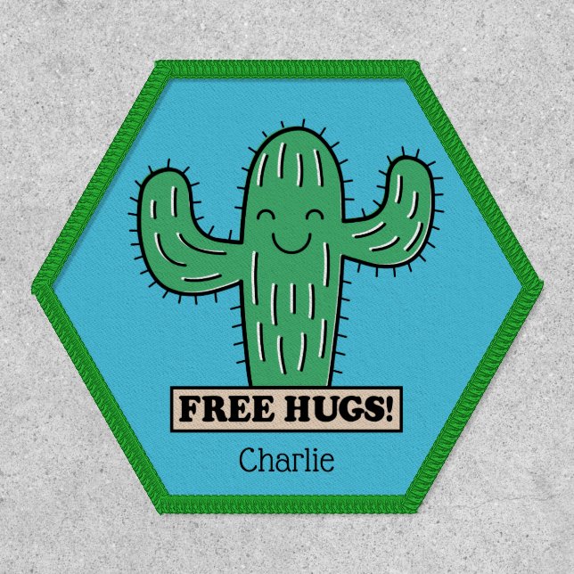 Free Cactus Hugs custom name Patch (Front)