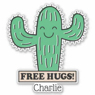 Free Cactus Hugs custom name Sticker