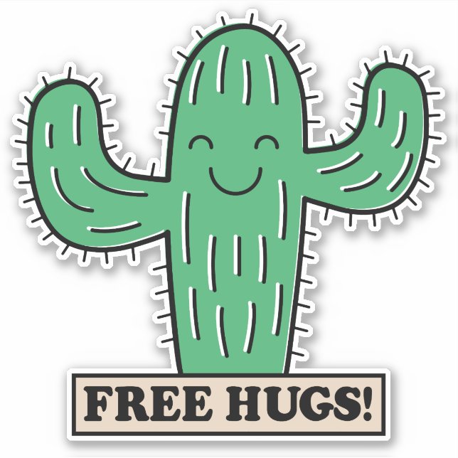 Free Cactus Hugs Sticker (Front)