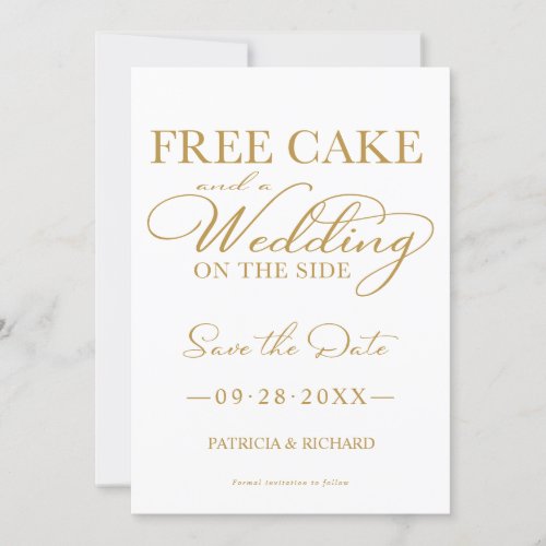 Free Cake And A Wedding On The Side Save The Date Invitation