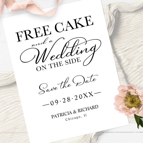 Free Cake And A Wedding On The Side Save The Date Postcard