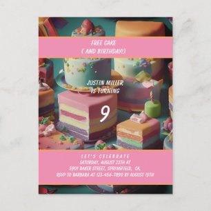 free cake birthday postcard