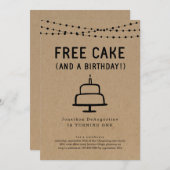 Free Cake Funny 1st Birthday Party Invitation (Front/Back)