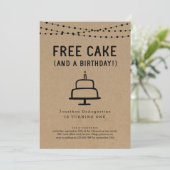 Free Cake Funny 1st Birthday Party Invitation (Standing Front)