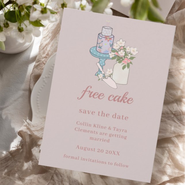 Free Cake Funny Dusty Pink Invitation (Creator Uploaded)
