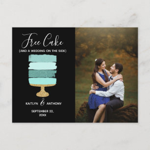 Free Cake Funny Modern Photo Wedding Save The Date Announcement Postcard
