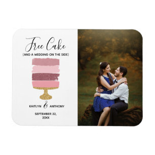 Free Cake Funny Modern Photo Wedding Save The Date Magnet