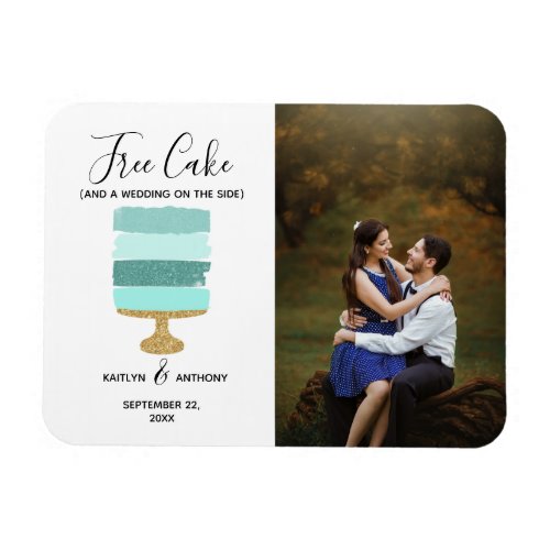 Free Cake Funny Modern Photo Wedding Save The Date Magnet