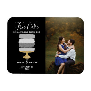 Free Cake Funny Modern Photo Wedding Save The Date Magnet