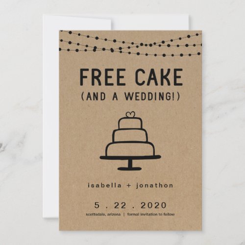 Free Cake Funny Save the Date Card